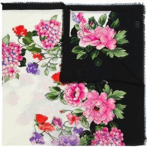 Gucci Rising Flower Silk Scarf in White